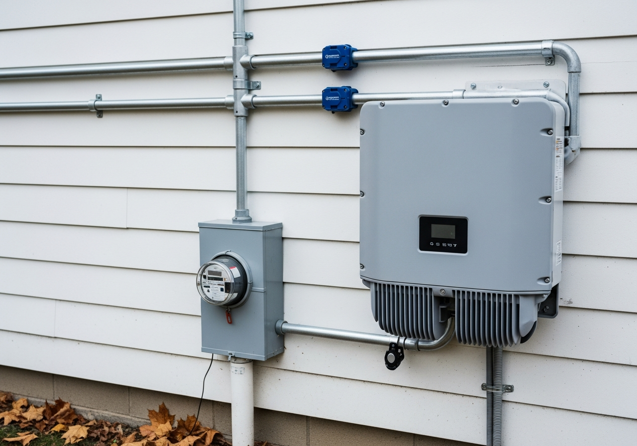 Residential rooftop solar installation, Wisconsin reference imagery.